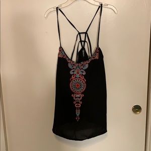 Full Tilt black tank top bohemian detail